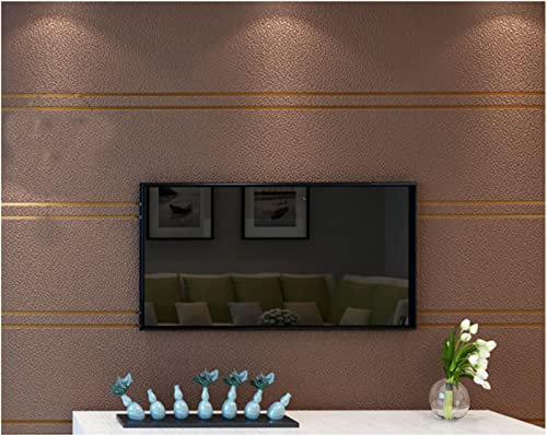 Braun Vliestapete 9,5 m x 0,53 m Beflockung Tapete Modernes Design Breiter Streifen Tapete für Flur Wohnzimmer Schlafzimmer Büro