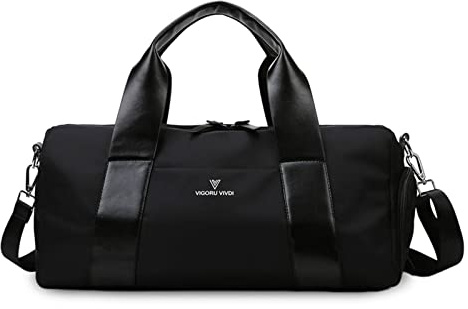 FANDARE Reisetaschen Handgepäck Sporttasche Übernachtung Sporttasche Handtasche Damen Herren Weekender Kliniktasche Schwimmtasche Trainingstasche mit Nass Trockentrenntasche & Schuhfach Schwarz