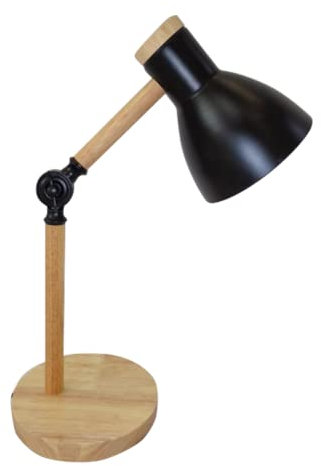 BEL AIR HOME - Lámpara Flexo d'Écriture TEACHER - 1xE-27 - Métal et Bois - Idéal pour Bureau et Chambre - Noir - Design Moderne et Élégant, Matériau: Métal (AMPOULE NON INCLUSE) (NOIR)
