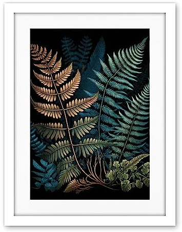Artery8 Detailed Botanical Illustration Fern Frond Species Artwork Framed Wall Art Print 18X24 Inch