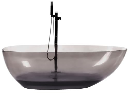Badewanne Mineralwerkstoff schwarz oval 169 x 78 cm freistehend modern Blancarena