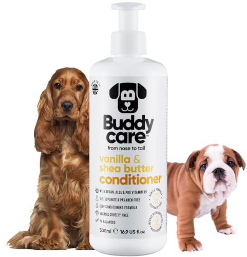 Buddycare Vanilj Sheasmör balsam 500 ml - valpbalsam med smak med vanilj och sheasmör med aloe vera och provitamin B5