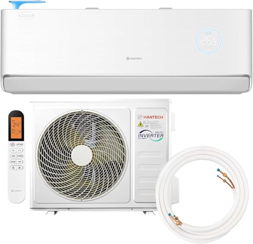 HANTECH Climatiseur split H-PRO avec fonction chauffage et refroidissement, filtre à air, Wi-Fi, matériel de montage (12 000 BTU noir)