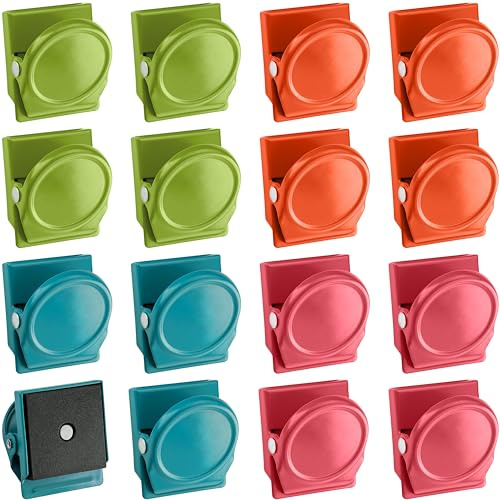 Poppstar 16x Magnetische Klammer (quadratische Memo Clips mit 0,5 kg Haftkraft, LxBxH 3,5 x 3,0 x 2,3 cm), bunt