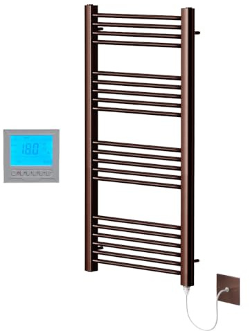 Greened House Brushed Bronze Electric Towel Rail 500mm W x 1200mm H + Timer