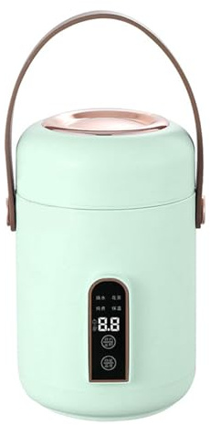 ANSNOW Efficient Heating Mini Rice Cooker, Insulated Portable Multifunction Soup Porridge Stewpot with Smart Reservation Function/Mint Green