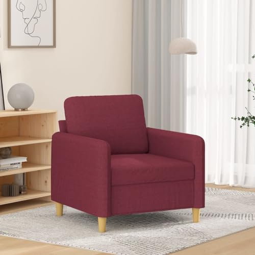 Willood Sessel, Sofa Relaxsessel mit gepolstertem Sitz Armlehnen, Fernsehsessel Loungesessel Metallgestell, Polstersessel Ruhesessel Stuhlbeine aus Holz Weinrot 60 cm Stoff