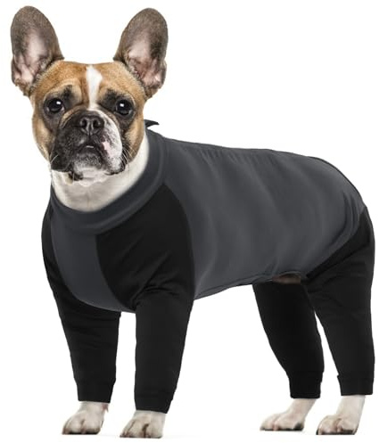 Hundeschlafanzug, Hund Onesie Hunde-Overall Erholungsanzug für Hunde Nach der Operation Langärmliger Wundschutzanzüge Hund Jumpsuit Weich für Kleine Mittel Große Hunde(Grau, M)