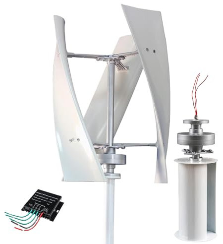 Fablestoryem Aerogeneradores 14000W Sin Ruido Generador de turbina eólica Vertical, Aerogenerador de levitación magnética con Controlador MPPT para suplementación con energía doméstica,White-220V
