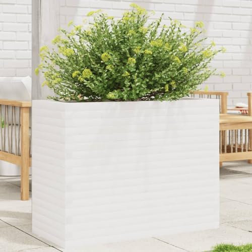 ZEYUAN Pflanzkübel Weiß 90x40x68,5 cm Massivholz Kiefer, Blumentopf Gross, Blumenkasten Balkon, übertopf, Pflanzkasten, Flowerpot, Kräuterbeet Für Die Küche, Vertikalbeet - 3282490