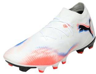 PUMA Future 8 Match Fg/Ag Fußballschuh für Unisex, Puma Weiß, PUMA Schwarz, leuchtendes Rot, 42 EU