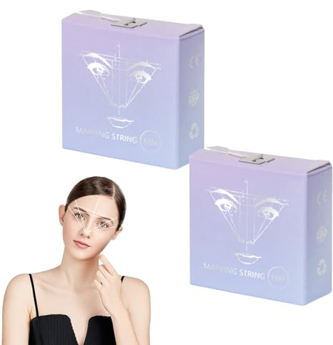 2 Pièces Kit Traçage Sourcil, Outil Cartographie Sourcils Fil Traçage Blanc Parfait Mise Forme (2 * 10M)