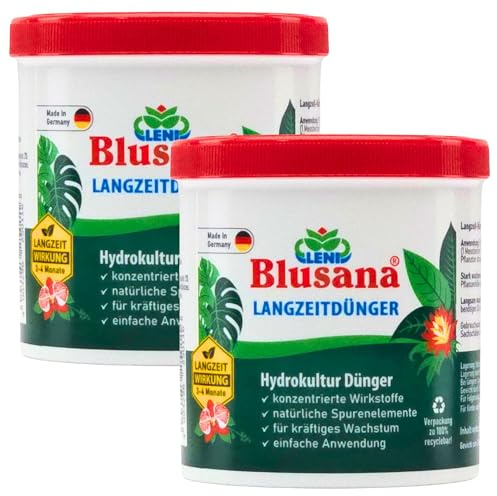 Blusana Langzeitdünger Lewatit HD 50 1600 ml NPK 2-1-2 Hydrokultur Dünger | Granulat Dose, mineralischer Dünger mit Ionenaustauscher, 3-4 Monate Wirkung, für Zierpflanzen