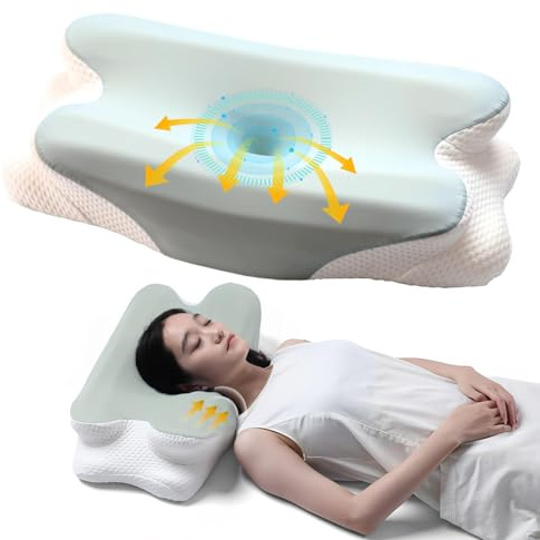 Orthopädisches Kissen Memory Foam Kissen Ergonomisches, Kopfkissen Nackenschmerzen, Antischnarchkissen Besser Schlafen, Nacken lindern zur Schmerzlinderung, Für Seiten Rücken&Bauchschläfer (Graugrün)