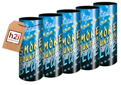 h2i Rauch Vulkan Fontäne | 5 Stück | Blau | Time 40 sek | Smoke Tube Rauchfackel Rauchtopf Rauchgenerator Rauchbombe mit dichtem kräftigem Rauch |B4| Ganzjahresfeuerwerk Kat T1/F1