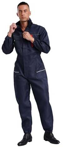 TiaoBug Tuta da Lavoro Meccanico Uomo Tuta Intera da Lavoro Elastica in Vita Abbigliamento da Lavoro Resistente all'Usura Overalls Jumpsuit con Colletto in Piedi Workwear