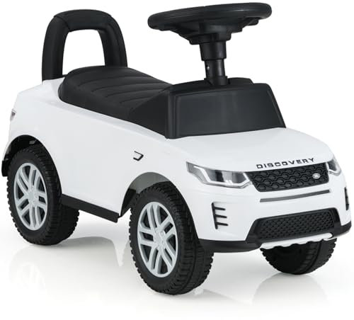 GYMAX Toddler Ride on Car, Kids Sit on Toy with Under Seat Storage, Horn and Engine Sound, Outdoor Indoor Foot to Floor Sliding Car for 12-36 Months (White)