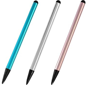 Leloco 3 Stück 2 in 1 Universelles Kapazitives Tablet Touchscreen-Stift, Tablet Stift für Alle Tablets Kompatibel mit Allen Kapazitiven Touchscreen-Geräten, Handy (Rosa, Himmelblau, Silber)
