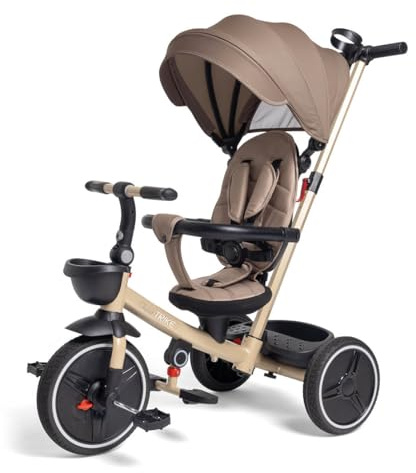 Chicco Gioco Triciclo 4in1, Triciclo evolutivo dai 6 mesi fino ai 4 anni, segue la crescita del bambino, Capote rimovibile, ruote in gomma EVA, maniglia telescopica, facile da piegare, pedali liberi