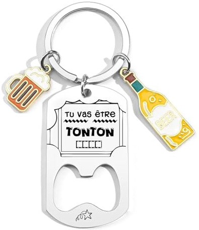 KJKJKJ Tonton Porte Clef Cadeau annonce grossesse Tu vas etre Tonton Décapsuleur Cadeau Anniversaire Homme Original Cadeaux de Noël Pour