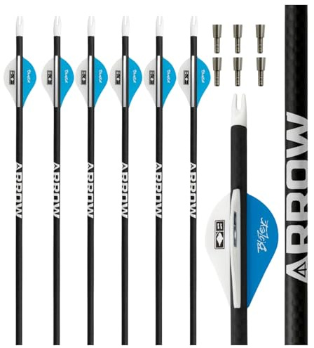 Tooth Of The Arrow Hunting Arrows – .204 (5mm) Diameter Carbon Arrows – Premium 3K Carbon Weave – .003 Straightness – 300 & 350 Spine – Compound & Recurve Bow – 6 Pack (350 Spine, 28 Inch)