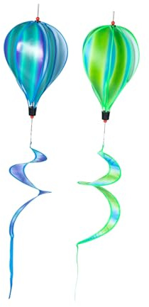 Homoyoyo 2 pièces Spirale Montgolfière Décorative Moulin à Vent Suspendu Résistant pour Jardin Extérieur Pelouse Patio