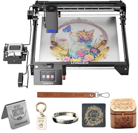 Longer Ray5 Lasergravierer CNC Lasergravurmaschine mit 3,5-Zoll-Farb-Touchscreen, Offline-App-Steuerung, 24000 mm/min, 385 × 385 mm Arbeitsbereich, für Metall, Holz, Acryl und Leder, 40W Laser