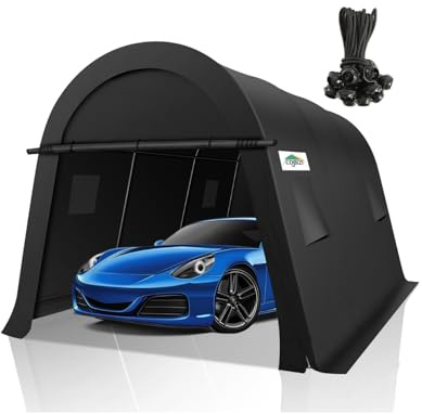 COBIZI 10x15 Carport Canopy Heavy Duty Portable Garage Tent with Double Zippered Roll-up Doors & Vents, Large Space Car Port Car Garage Waterproof Anti-Snow for Cars, Boats, Trucks, Dark Gray