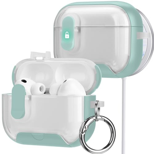 HITZEE Hülle für AirPods Pro 3 2025 mit Phone Ständer, Weich TPU Schutzhülle für AirPods Pro 3rd Generation mit Magnetisch Auto-Locking, Kompatibel mit MagSaf, Mintgrün