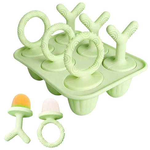 Xbessc Mini Moule à Glace Réutilisable 6x17ml Moule Crème Glacée Silicone | Vert DIY Moules à Glace avec Poignée Facile à Saisir sans BPA pour Popsicles Crèmes Glacées Sorbets