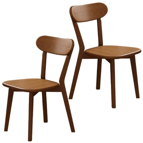 Juego de 2 sillas de comedor de madera maciza de nogal, sillas laterales de cocina sin brazos con respaldo curvado, cómodo diseño de granja para comedor, dormitorio, sala de estar, oficina