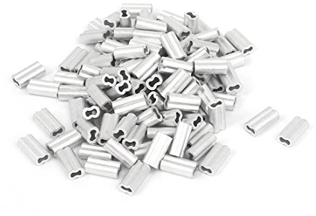 sourcing map 1mm Wire Rope Aluminum Sleeves Clip Fittings Cable Crimps 100pcs