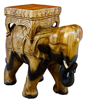 Kinaree Akazie Massivholz Beistelltisch KAOH YOR - 51cm Podest Elefant