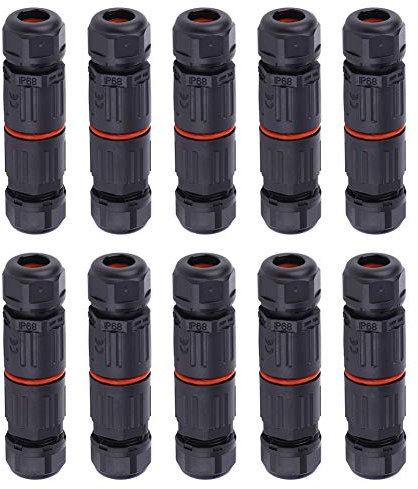 Kabelverbinder wasserdicht IP68, 3 Polig Verbindungsmuffe Elektrokabel Kabelverbinder geeignet für Netzteil, Netzwerk, Kommunikationsgeräte, 10 Stück