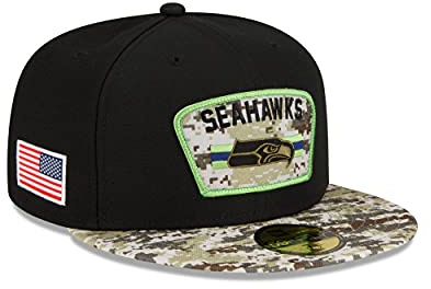 New Era 59Fifty Seattle Seahawks KepsEra Herrar - flat brim hatt basebollkeps fitted cap Sluten på baksidan, med skärm Höst Sommar Vår Vinter Sommar-Vinter - 7 1/2 (59,6 cm) svart