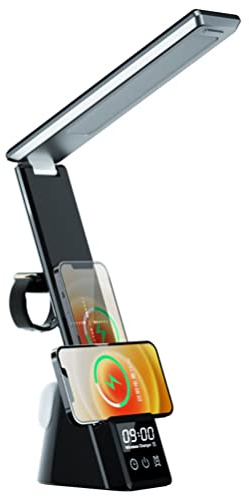 Bozaap Desk Lamp,Eye-caring Table Lamp,Touch Dimmable LED Bedside Lamp with with Wireless Charger,Folding Reading Light for Students