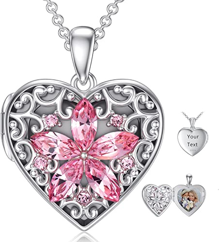 Dorunmo Damen Herz Medaillon Silber 925 zum Öffnen 925 Silber Medaillon mit Kristall mit Kette 45 cm mit Elegante Geschenkverpackung Geschenk für Sie Frau Freundin Mama Geburtstag/Weihnachten