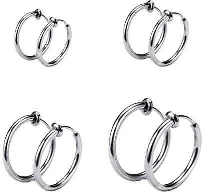 YATEICBC 4 Paia Orecchini a Cerchio in Acciaio Inossidabile Piccoli Orecchini a Cerchio Cartilagineo Anelli per Labbra Naso per Uomini e Donne，12mm,14mm,16mm,18mm