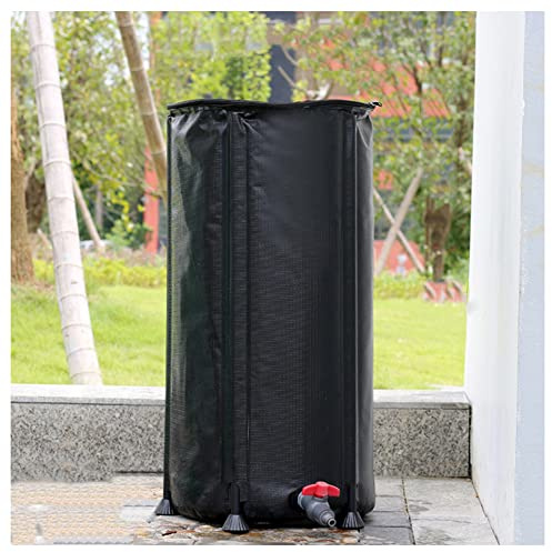 Serbatoio Per Acqua Piovana, Kit Fai Da Te, Portatile Contenitore Per Acqua Piovana, Plastica All'aperto Casa Cisterna Giardino, Con Filtro Rubinetto Kit Troppopieno,Nero,1000L/120 * 88CM