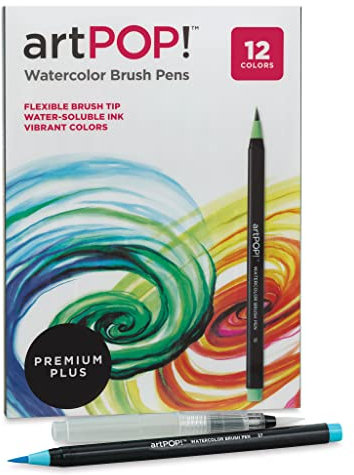 artPOP! Aquarell-Pinselstifte, 12 Farben, Aquarellmarker mit flexiblen Nylon-Pinselspitzen, mischbare Marker für Malerei, Illustration, Kalligraphie und Aquarell-Effekte