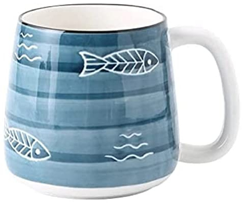 FülleMore Kaffeetasse Lustige Teetasse Kaffee Becher aus Keramik 400ml Trinkbecher Kaffeepott mit Henkel Bürotasse für Kaffee Cappuccino Heißgetränk (E)