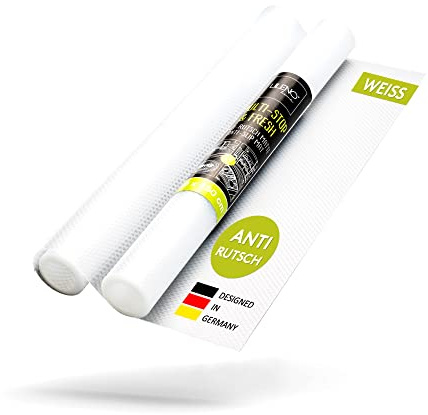 LILENO HOME Schubladenmatte 30x150 cm (Weiss) 2er Set - Antirutschmatte | Schubladen als Schubladeneinlage für Kühlschrank - Schublade Einlagen zuschneidbar als Antirutschmatten Küche