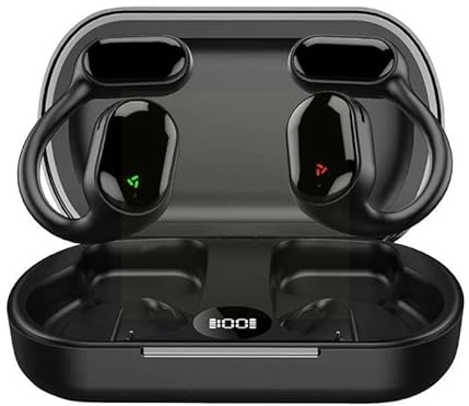 Bluetooth 5.3 Hörlurar Open Ear Clip-on HD stereo brusreducering touchkontroll mikrofon LED effektdisplay IPX5 vattentät med laddningsbox för sport cykling gym körning löpning