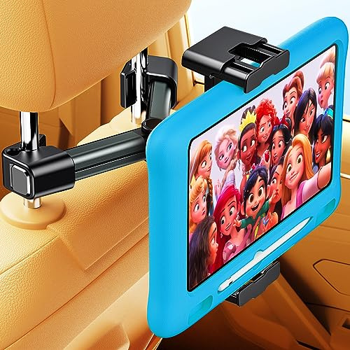 TAZENI Surfplatta iPad-hållare för bilmontering baksäte nackstöd passar tjockt fodral passar iPad surfplatta bilhållare montering – bilpassform iPad surfplattehållare baksäte bil resa resa