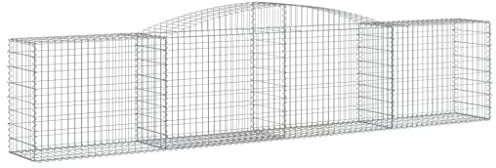 vidaXL 6x Arched Gabion Baskets Cage Mesh Wire Stone Basket Outdoor Spiral Retaining Wall Planter Garden 400x50x80/100 cm Galvanised Iron