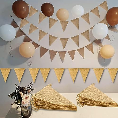 MXDHOKY 15 Meter, Wimpelkette Stoff, Vintage Wimpel Banner, Wimpel Girlande, mit 52 Stück Dreiecksflaggen, für Geburtstagkoration, Weihnachtenkoration, Brautdusche, Retro Dekoration