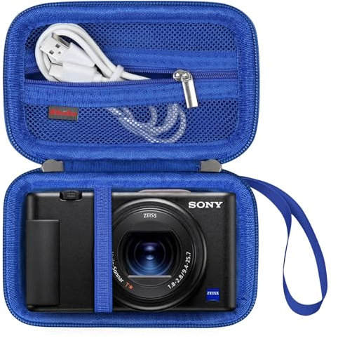 Elonbo Maleta de cámara Digital Sony ZV-1 / ZV-1F / ZV-1 II, Cámara de Video en Streaming 4k, Estante de Almacenamiento de Bolsa de Tapa de Viaje Duro. Azul