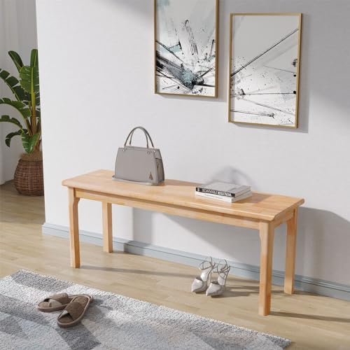 K KELBEL Esszimmer Sitzbank Massive Eichenholzbank,Bettbank Holzbank Rustikale Home Décor Möbel für Schlafzimmer,Haushalt,Esstisch,120x36x40cm,Natur