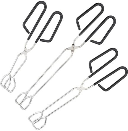 Relaxdays Pince de Barbecue, Lot de 3, poignée revêtue, Pinces à Ciseaux, BBQ, Cuisine, 24, 29 et 33 cm, argenté/Noir
