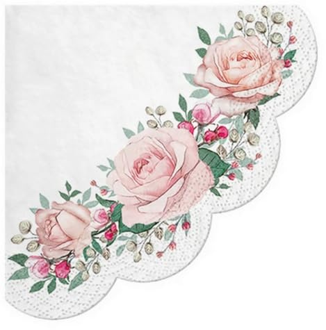 12 runde Servietten Blumen Wunderschöne Rosen als Tischdeko. Papierservietten mit Motiv. Auch für Decoupage und Serviettentechnik Ø32
